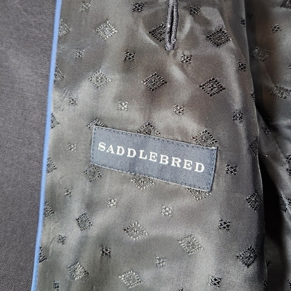 SADDLEBRED 40R Navy Blue Wool Blend Gold Button Blazer Sport Coat Suit Jacket - Picture 6 of 11